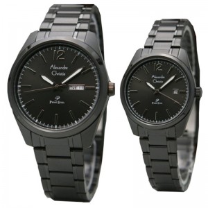 Alexandre Christie AC 1012 Full Black Steel Couple
